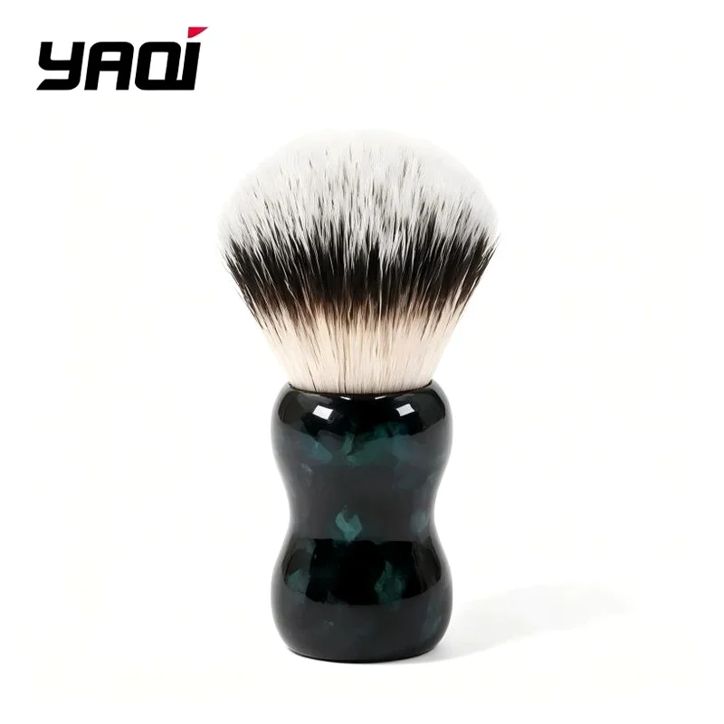 YAQI Mens Shaving Brush Gradient Synthetic Bristles Marble Resin Handle Wet Shave Tools Best Gift for Men