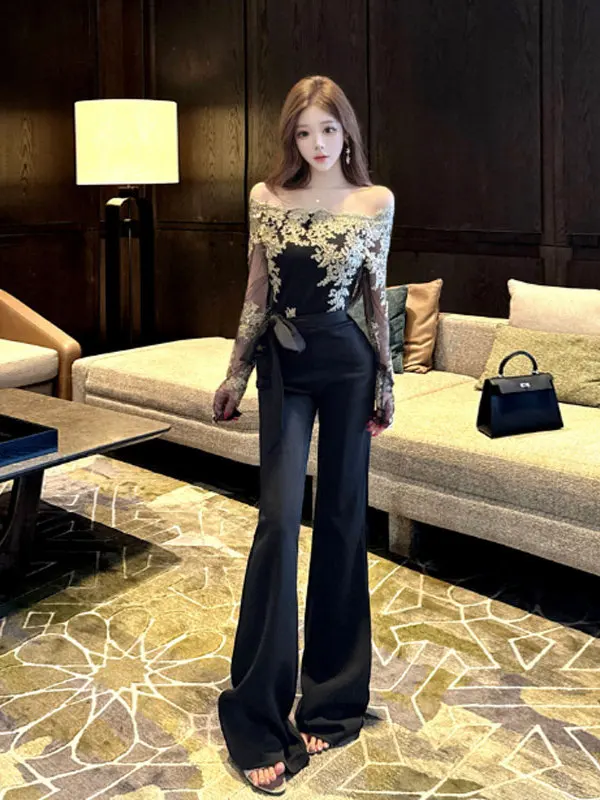 

Модный комбинезон с вышивкой и цветочным узором, на одно плечо, с завышенной талией, длинные брюки из хлопка, микро-клеш, весна 2026