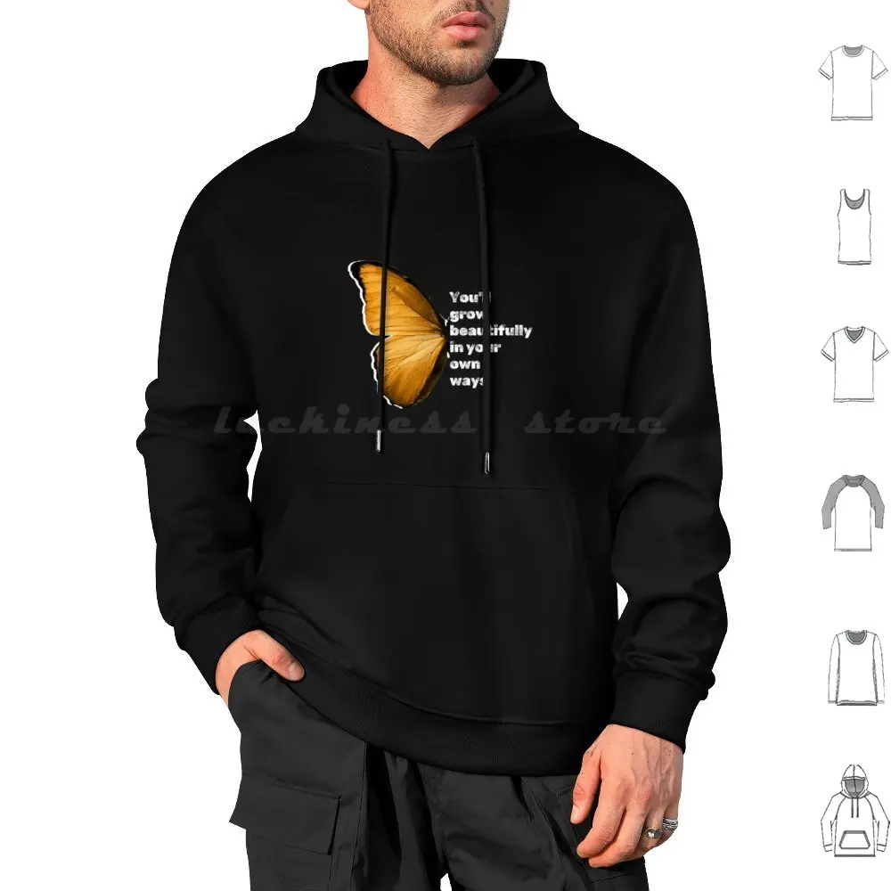 You'll Grow Beautifully In Your Own Ways Hoodies Long Sleeve Growth Journey Self Discovery Embrace Your Path Unique