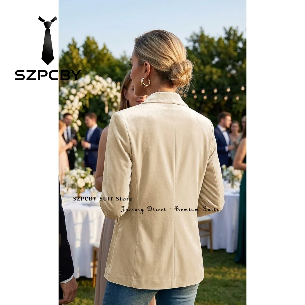 Customized Women's Blazer Dusty Rose Velvet Blazers for Woman Single Breasted Long Sleeve Suit Jackets for Party Fall Winter