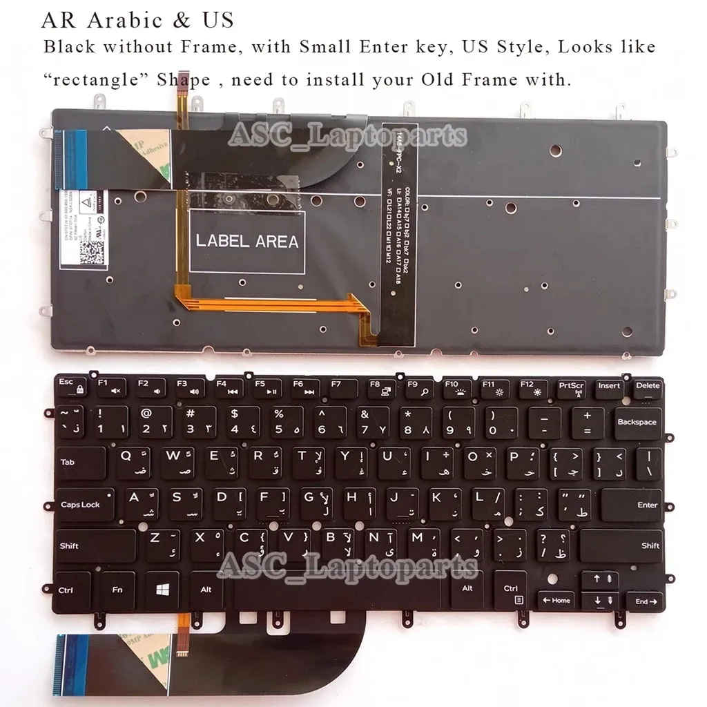 New AR BR SP GR RU US Keyboard for DELL Inspiron 13 7347 7348 7547 7548 7352 7353 7359 XPS 13 9343 13 9350 9360 BACKLIT No Frame