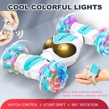 Double Remote Control Vehicle Music Mini Transformed 4x4 4wd Off Road Truck Children Electric Toys for Boy Kid Drift RC Stunt Car