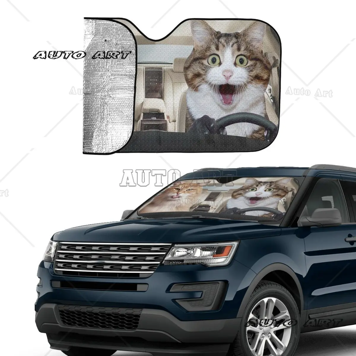 Cat Driver Windshield Sunshade Animals Folding Car Front Window Visor 70x130cm Car Sunshade Accessories Covers