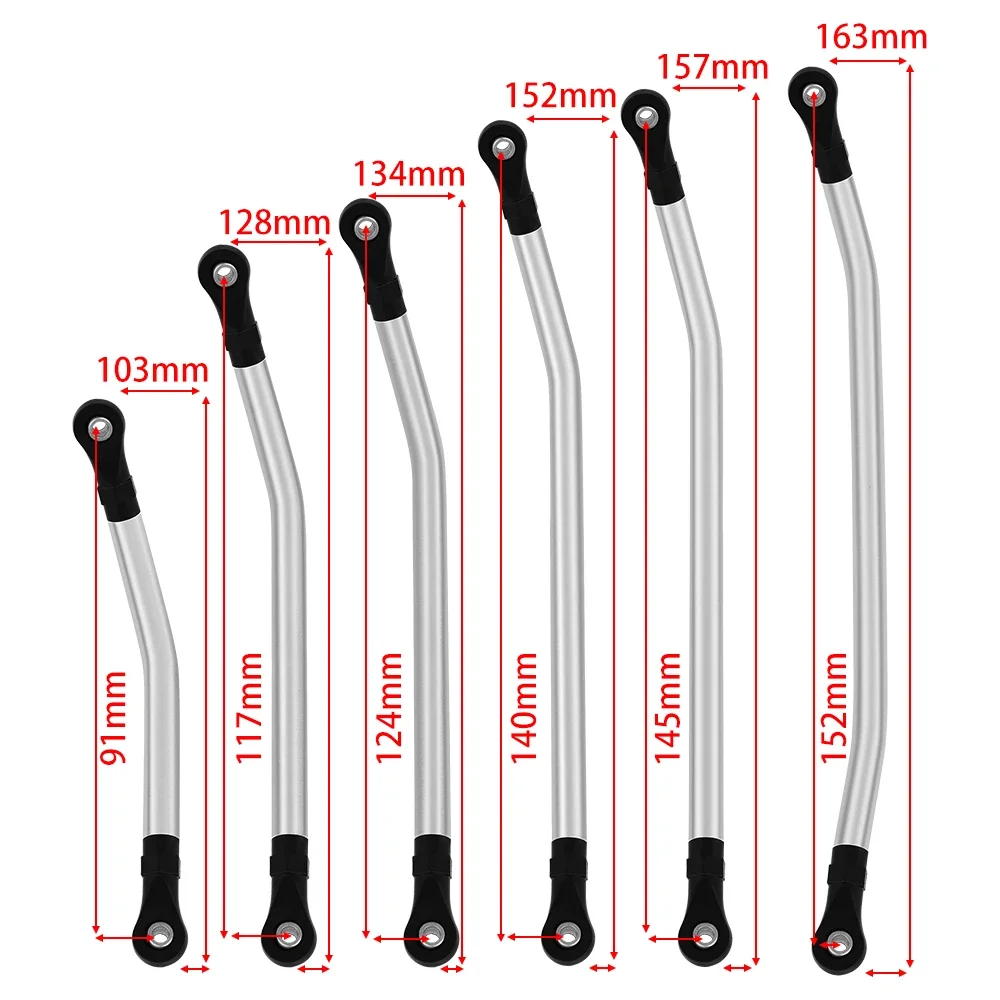 10PCS Metal RC Links Upper + Lower Linkage Chassis Link Set With Plastic Rod End For 1/10 AXIAL SCX10 II 90046 RC Crawler Car