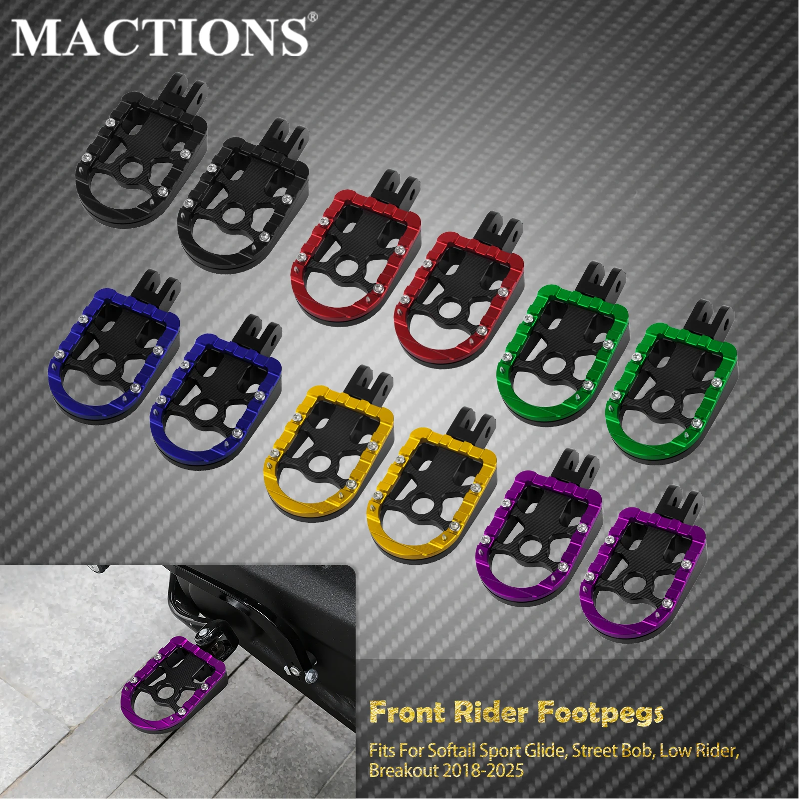 

Motorcycle Front Driver Footpegs Rider Foot Rest Pedal For Harley Softail Low Rider Breakout FXBB 2018-Up Sportster S RH1250S