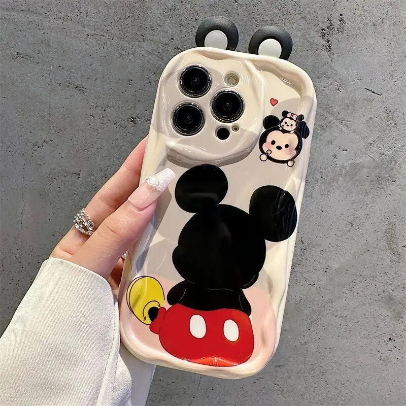 Disney Mickey Minnie 3D Ear Case For Samsung Galaxy A32 A33 A15 A13 A12 A16 A22 A53 A23 A31 A72 A73 A50 A06 A05S A02S A03 Cover