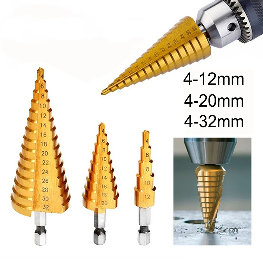 

Perfect Steel Step Cone Titanium Drill Bit Tool Hole Cutter Tools Home Supplies