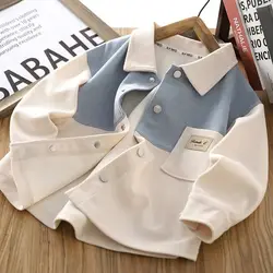 Boys' Shirt Spring and Autumn Thin Coat Fashion New Style Casual Children's Long Sleeve Shirt Stylish