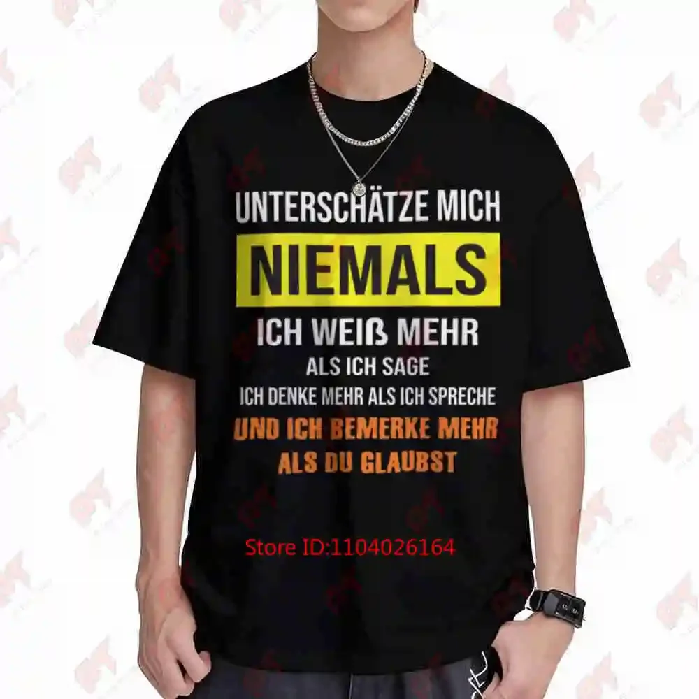 German Proverb Never Underestimate Me I Notice Everything Short Sleeve Tee 100% Cotton T-Shirt