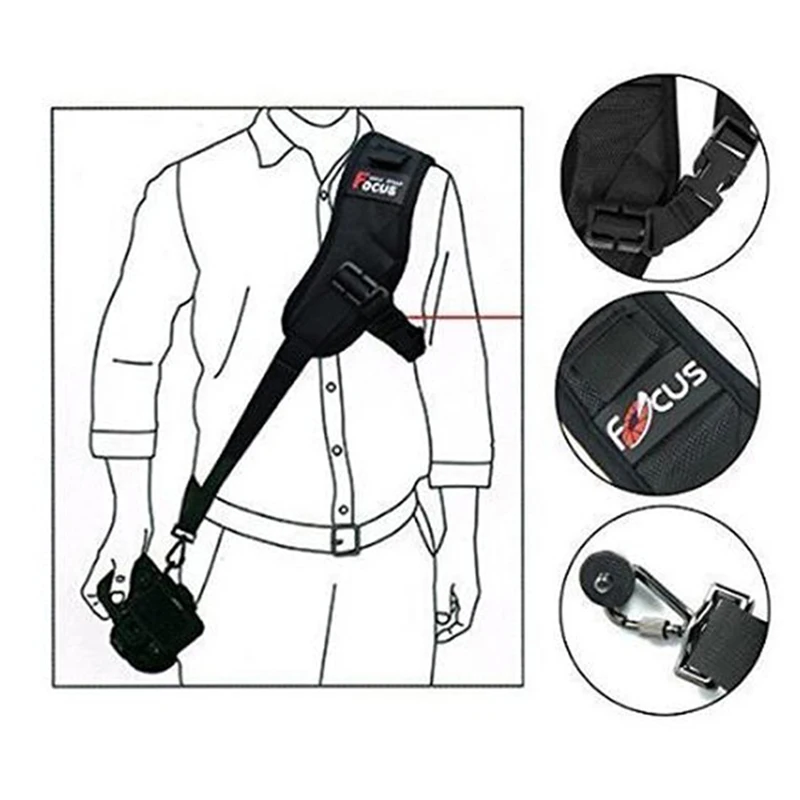 Focus F1 Quick Rapid Camera Strap Single Shoulder Sling Black Belt Strap do Canon Nikon DSLR 7D 5D Mark II Akcesoria