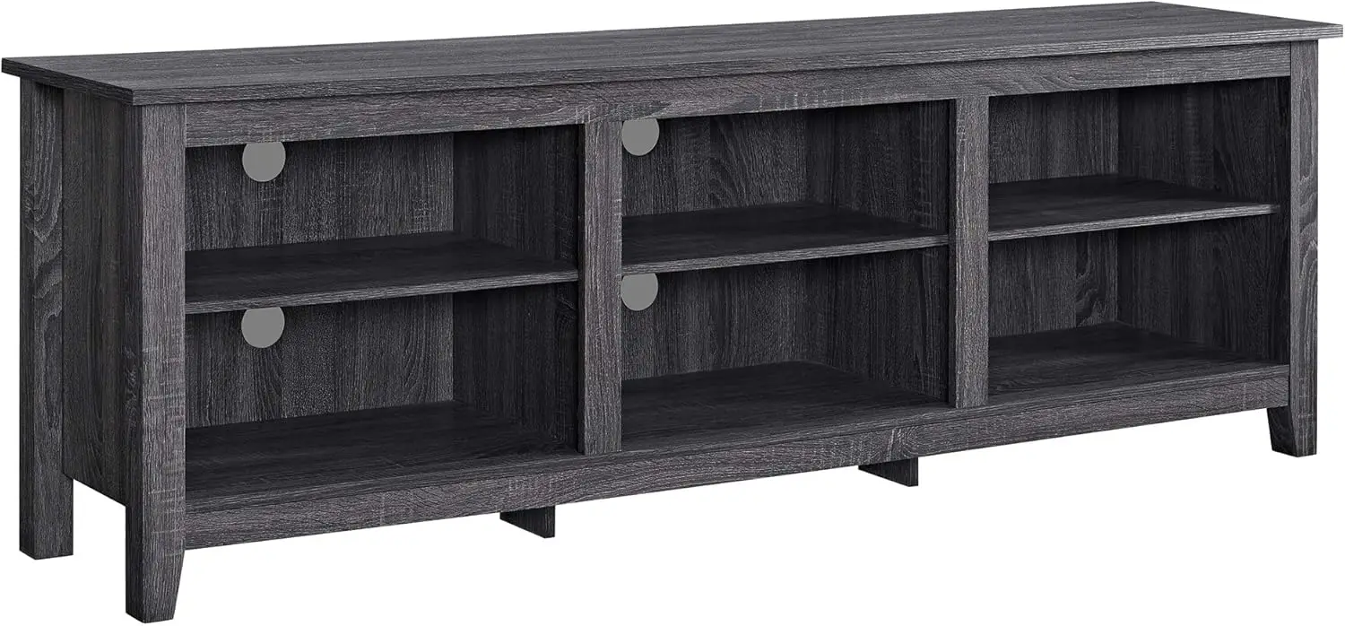 Wren Classic 6 Cubby Tv Stand For Tvs Up To 80 Inches, 70 Inch, Charcoal