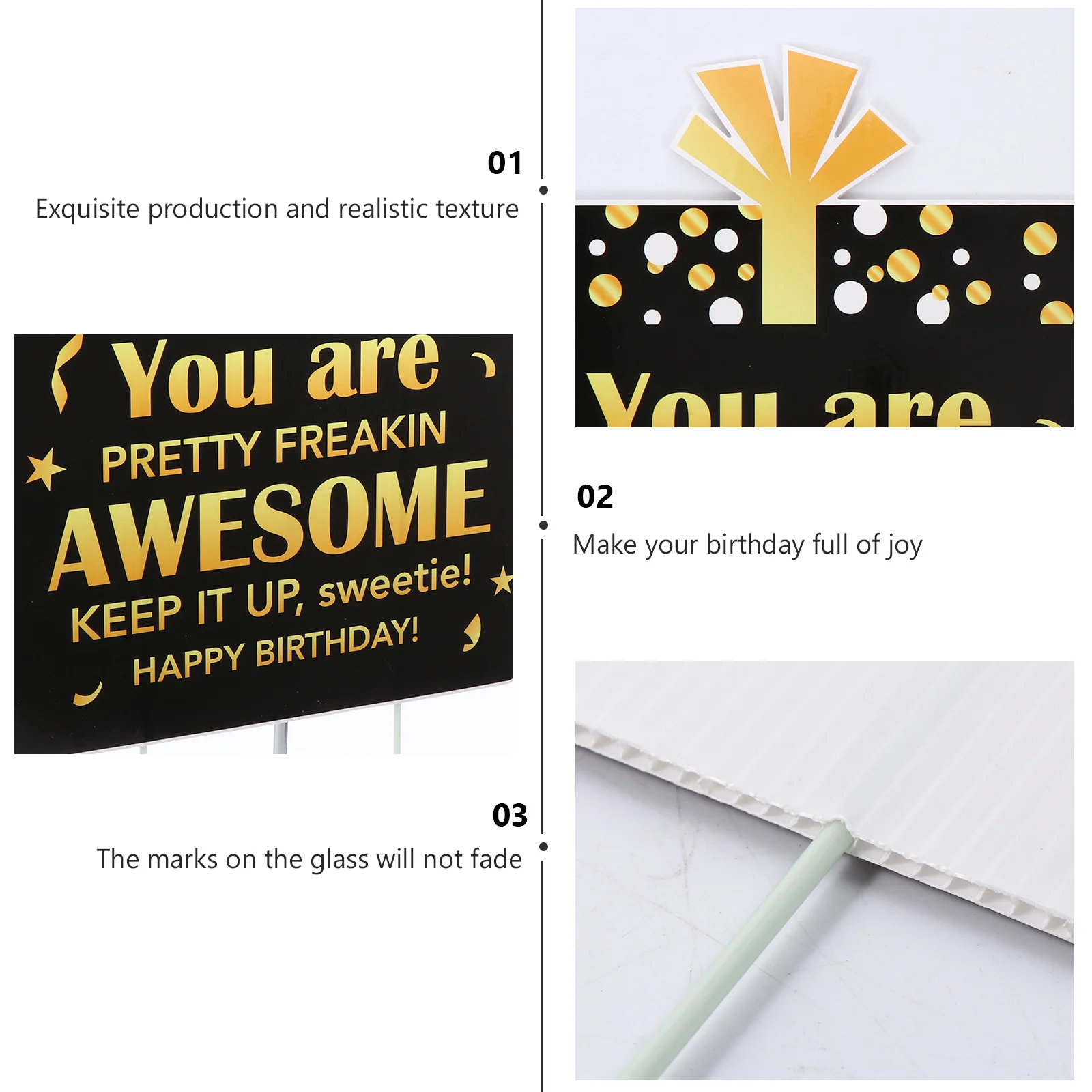 

1Pcs Birthday Gift Box Yard Sign Garden Stake Creative Lawn Decoration Realistic Texture for Party Outdoor Indoor Use