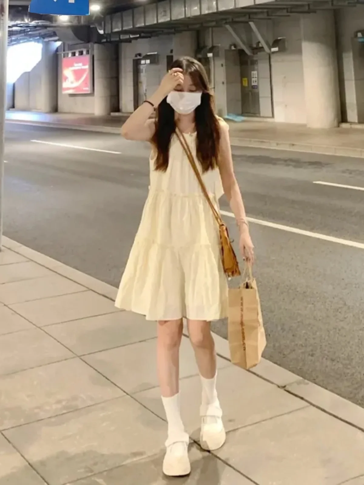 2024 Summer New Small Size Strapl Ne Hanging Beach Dr Women's Faion Fairy T Beach Skirt Korean Sle High Waist ...