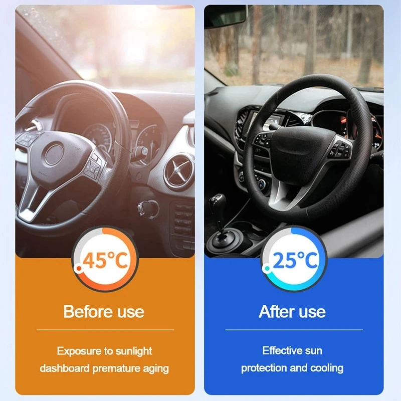 Car Windshield Sunshade Front Window Sun Visor Protection Foldable Car Curtains for Summer Cooling UV Refletive