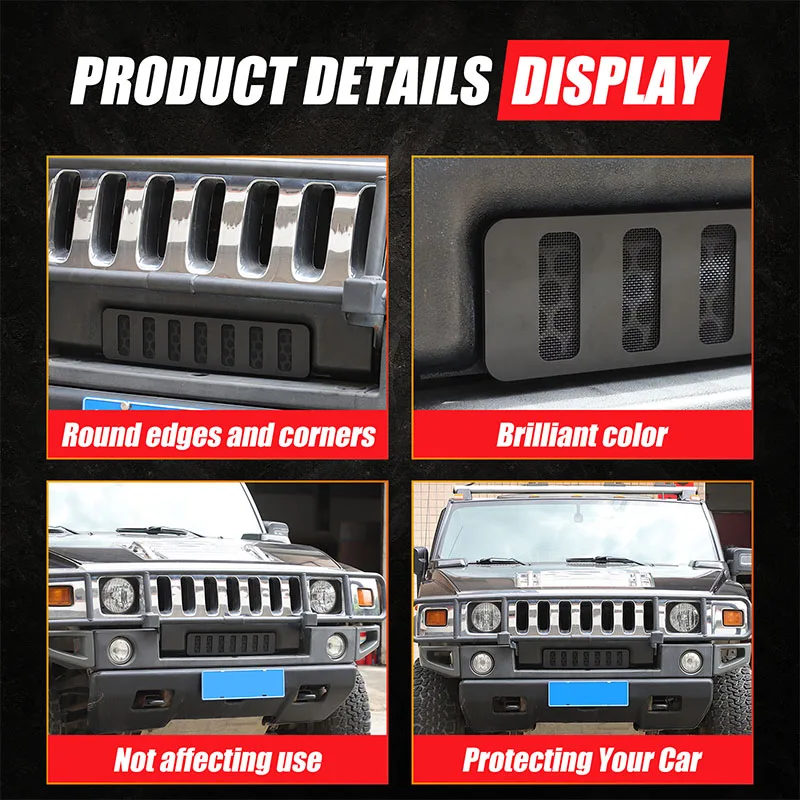 

For Hummer H2 2003-2009 Aluminum Alloy Car Front Bumper Lower Grille Center Bumper Lower Grill Cover Auto Exterior Accessories