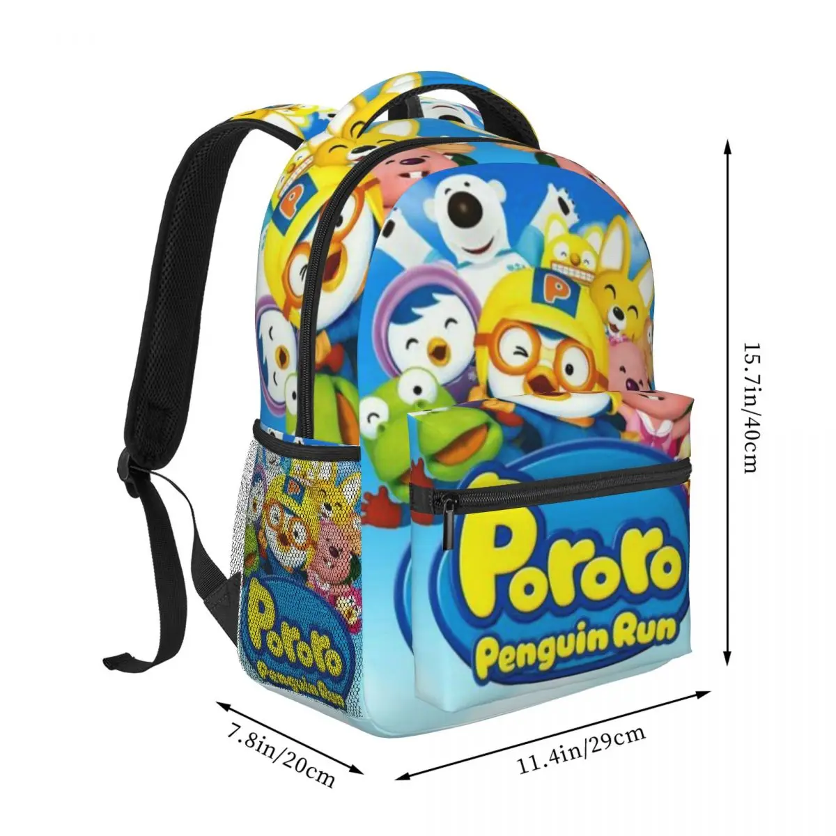 P-Pororo Nieuwe Modieuze Patroon Schooltas Print Lichtgewicht Rugzak 17Inch