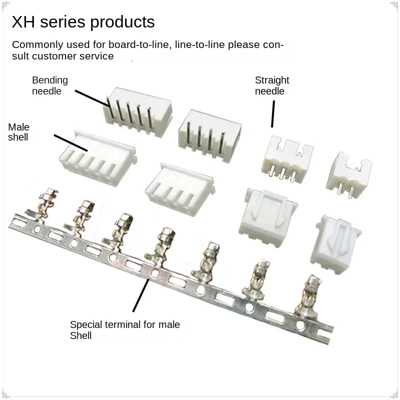 20 Sets XH 2.54mm Spacing Connector Plug Straight Needle/Curved Pin Socket Terminal 2P/3/4/5/6/8/10-20P Connector