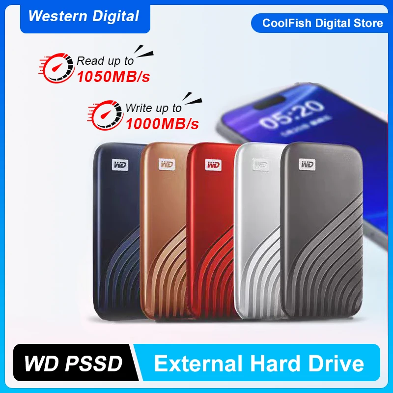 New Western Digital My Passport SSD 500G 1TB 2TB 4TB NVMe WD External Hard Drive SSD My Passport USB-C 3.2 Encrypted for Laptops