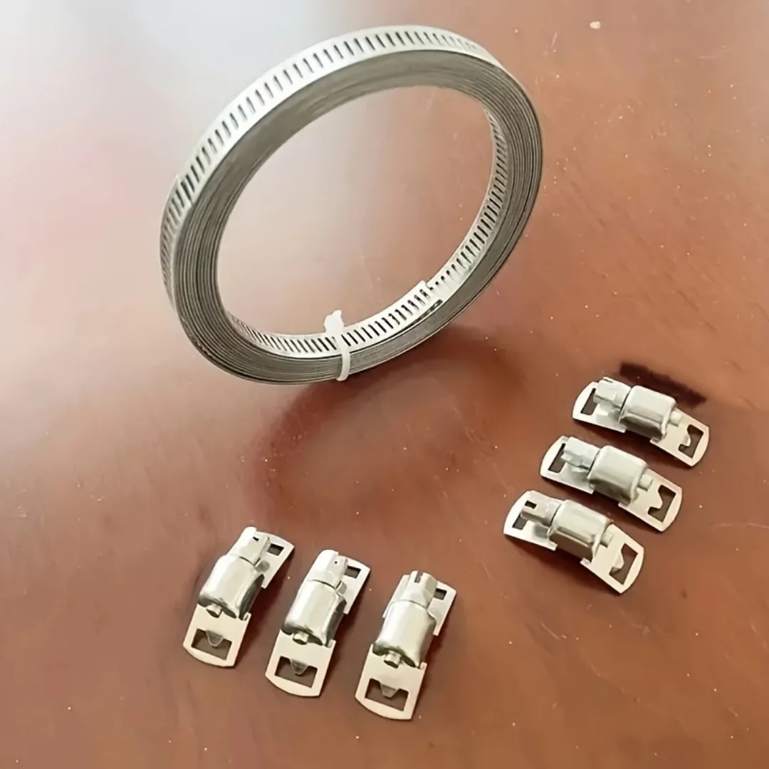 Schlauchschellen-Sortiment aus Edelstahl 304, DIY, großes, verstellbares Schneckengetriebe-Band, Schlauch, Metallklemme, Umreifung, 9,8–34,4 Fuß – Detail 9
