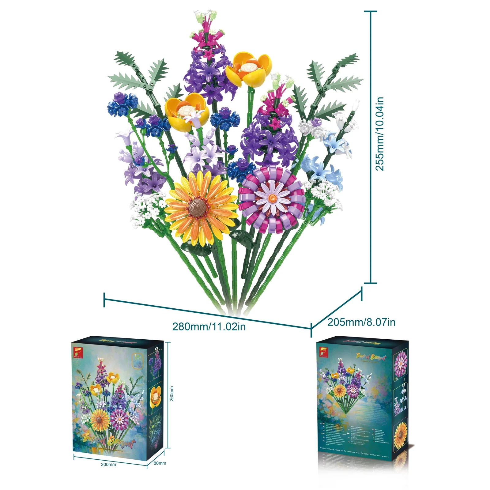 

1056pcs Cute Flower Collection Micro Building Blocks Realistic Floral Bouquet Model DIY Creative Toys Bricks Gift for Adults