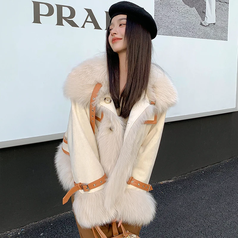 High Grade Women's Real Fur Jacket 2022 New Two-Faced Wear Fox Fur Coat Winter Warm Fur One Jacket Mujer Pelaje Pelz Jacke