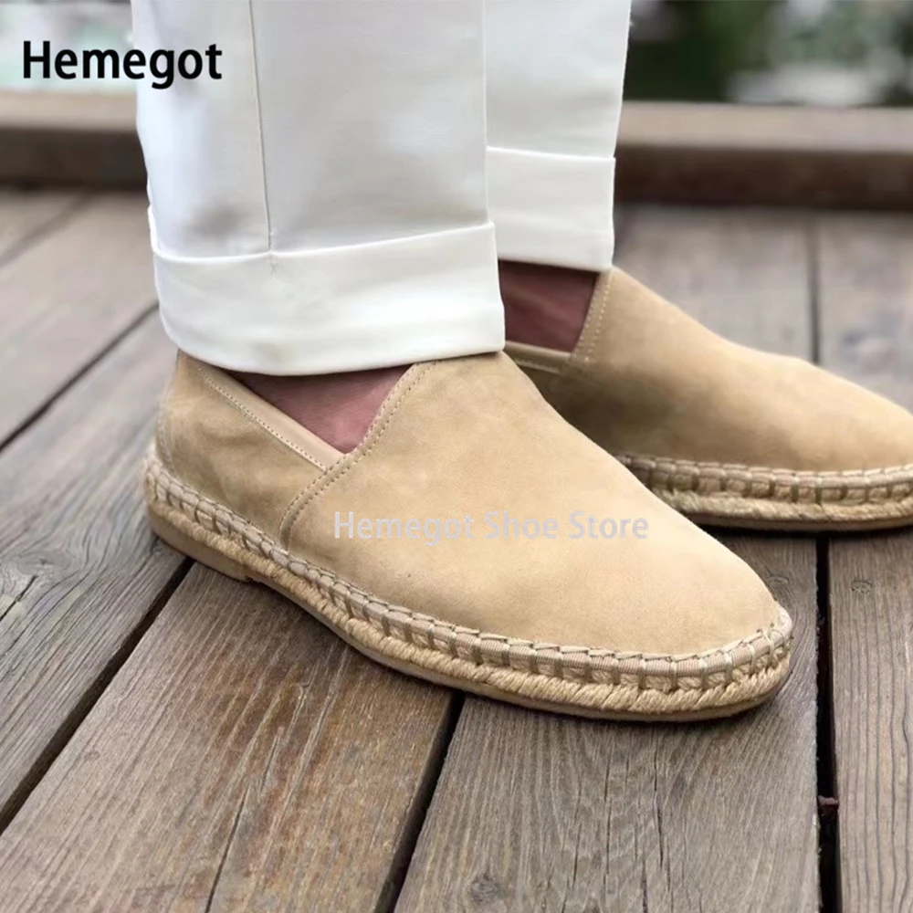 

Summer Linen Grass Woven Leather Shoes Men's Casual Comfortable Luxury Top Quality Slip-On Loafers Suede Handmade Casual Shoes