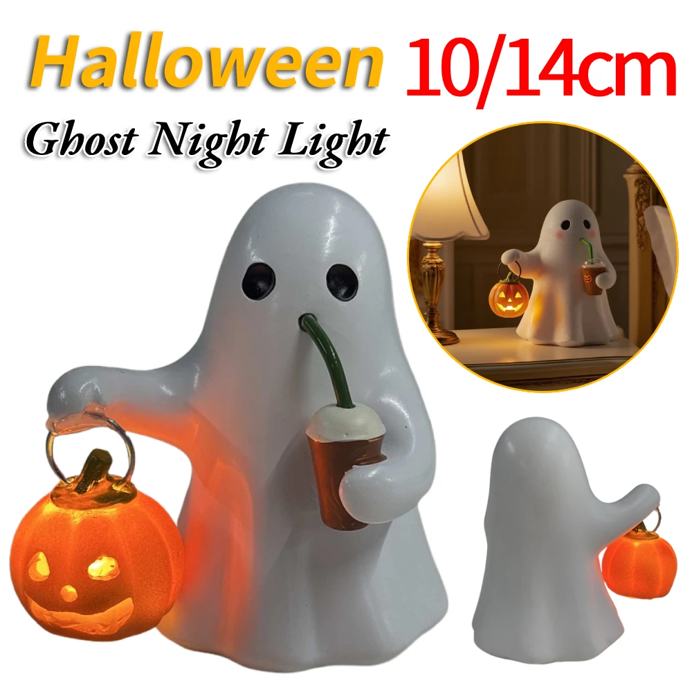 14/10 سنتيمتر هالوين لطيف شبح مصباح ضوء دافئ ثلاثية الأبعاد LED شبح ليلة ضوء بطارية تعمل بالطاقة جميل شبح تمثال ضوء ديكور المنزل