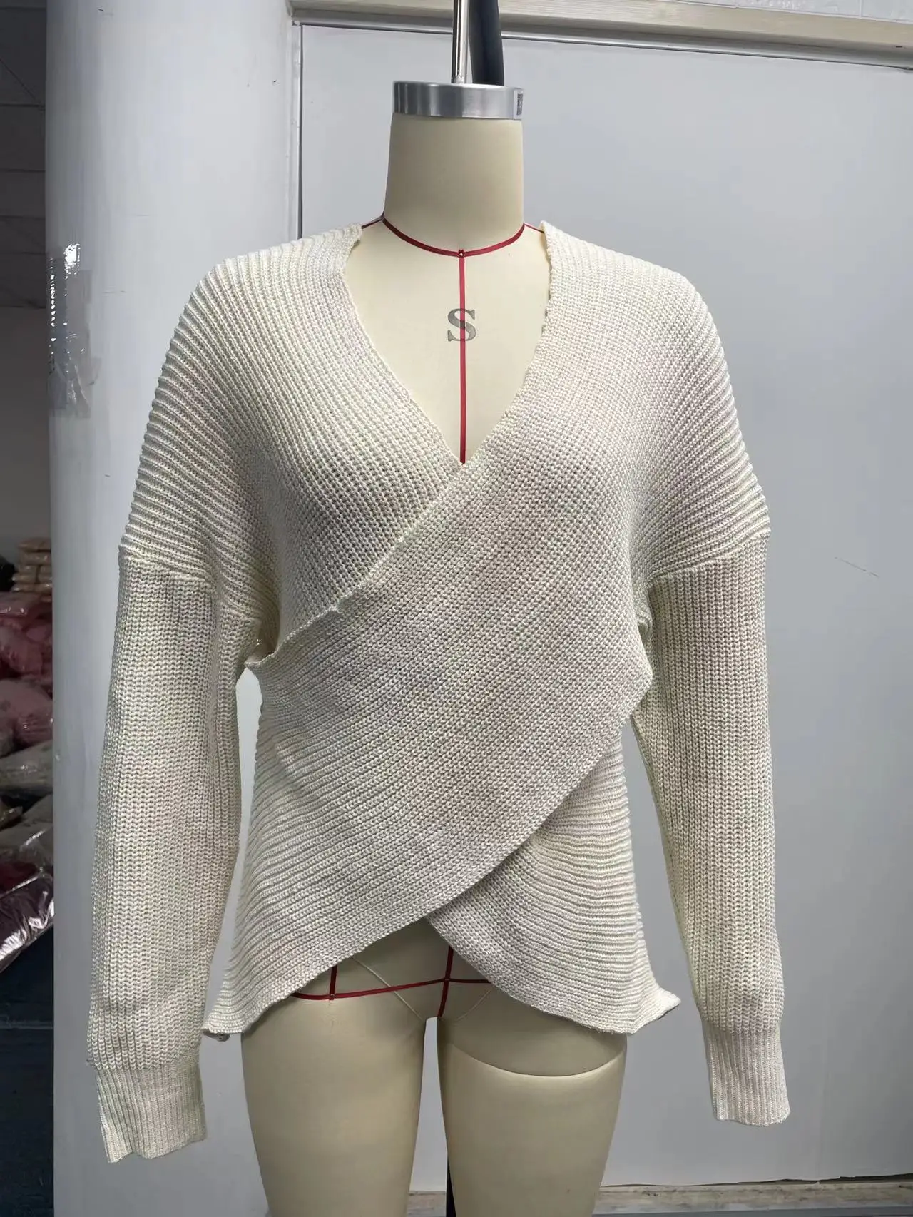 Moda nova camisola feminina suéter de malha cruzada