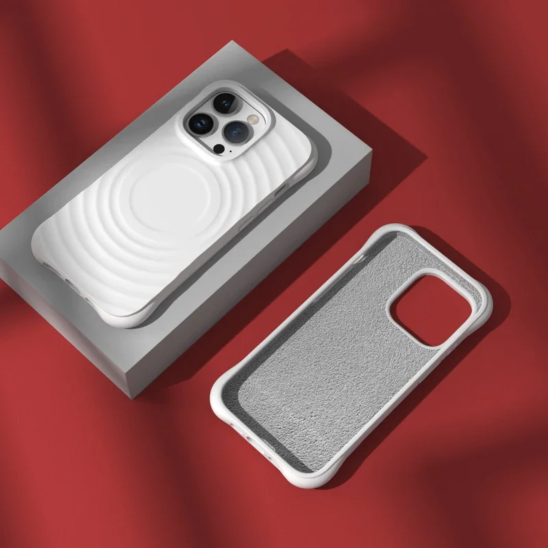 Original Liquid Silicone Wave Military Magsafe Case For iPhone 15 14 Pro Max 13 Magnetic Water Ripple Armor Back Cover Microfibe