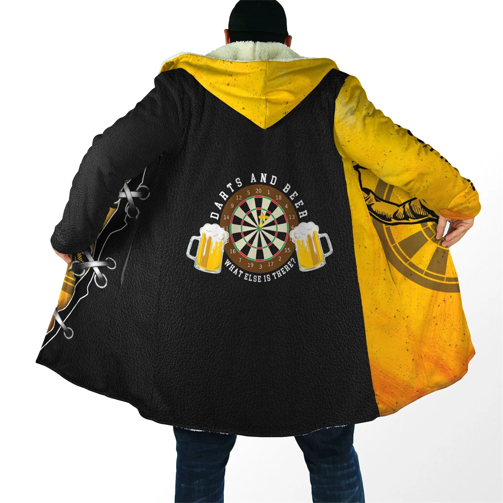 HX Winter Cape DIY Name Bier Muster Tattoo Spiel 3D Drucken Mit Kapuze Mantel für Männer Winddicht Fleece Cape Mit Kapuze Decke Dropshipping