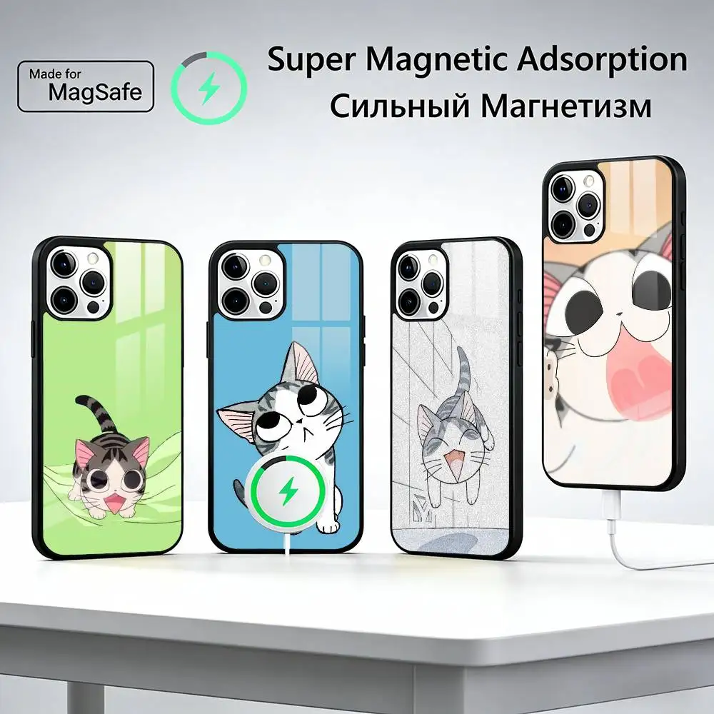 

Cute Cat C-Chi Cartoon Phone Case For iPhone17,16,15,14,13,12,11 Plus,Pro Magnetic For Magsafe Wireless Charging