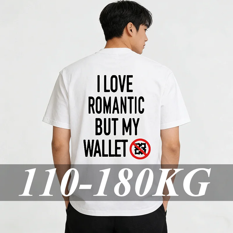 Sommer-T-Shirt in Übergröße für Herren, 7XL, 6XL, 5XL, kurzärmelig, schwarz, bedruckt, modisch, 100 % Baumwolle, Oberteile, Herrenbekleidung, 110–180 kg