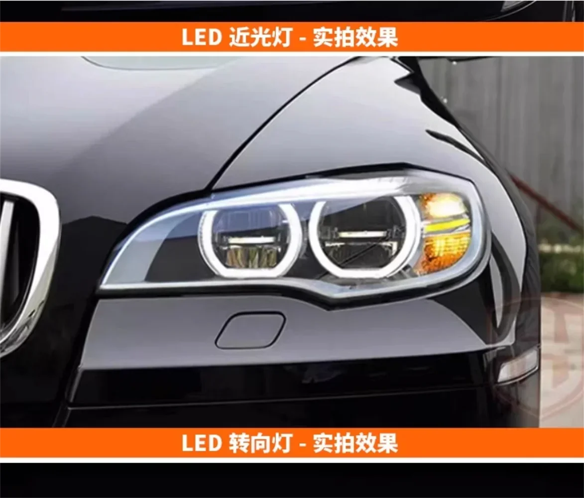 Led Angel eye Headlight Assembly for 08-14 BMW X6 E71 Daytime Running Light Turn Signal Car Accessories 2pcs