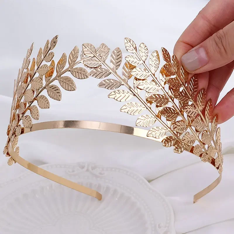 Greek Roman Goddess Olive Leaf Metal Headbands Headdress Bride Tiara Wedding Accessories Miss Universe Girl's Crown Head Jewelry