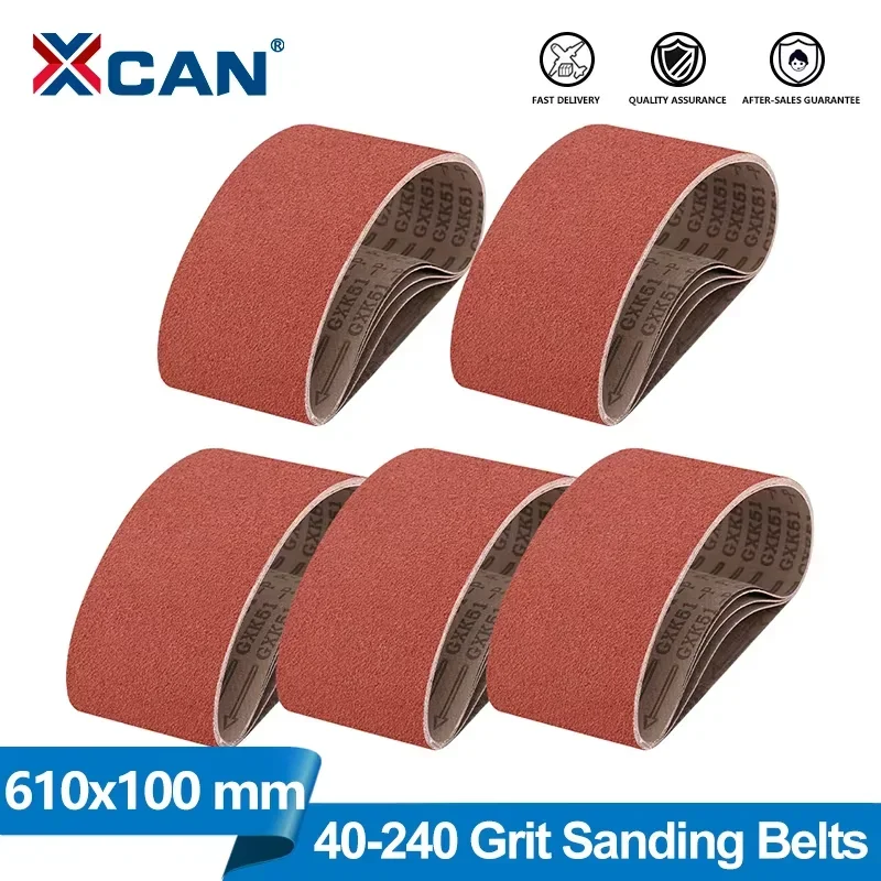 

XCAN 5 шт. 100x610 мм шлифовальные ленты зернистостью 40/60/80/100/120/150/240 для шлифовки и полировки металла, абразивные инструменты