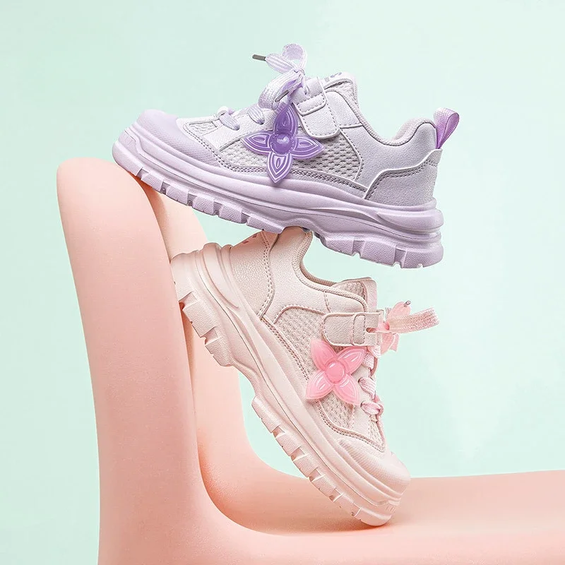 

Spring Fashion Children's Sports Shoes Mesh Breathable Girls' Casual Sneakers Anti-collision Soft Sole Kid's Running Shoes