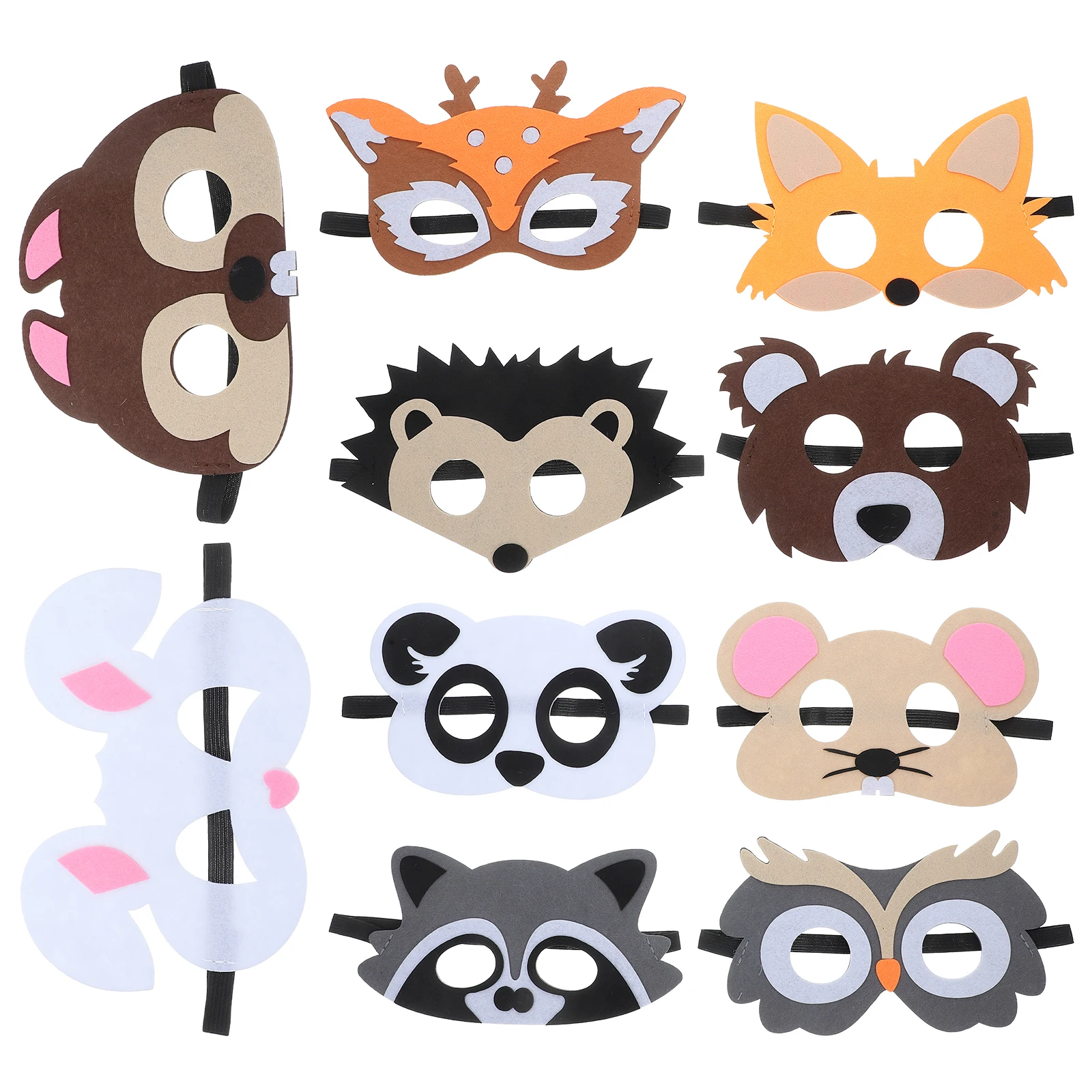 

10 Pcs Animal Felt Mask Dress up Costumes Bulk Beauty Masks Farm Forest Kids Masquerade Child Cosplay Face Party Halloween