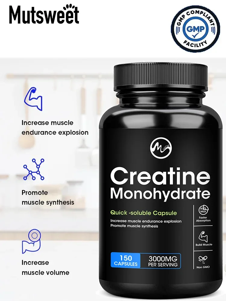 Creatine Capsules 3000mg Monohydrate Model Gain Powder Build Muscle Enhance Performance Unflavored Keto Friendly Adults