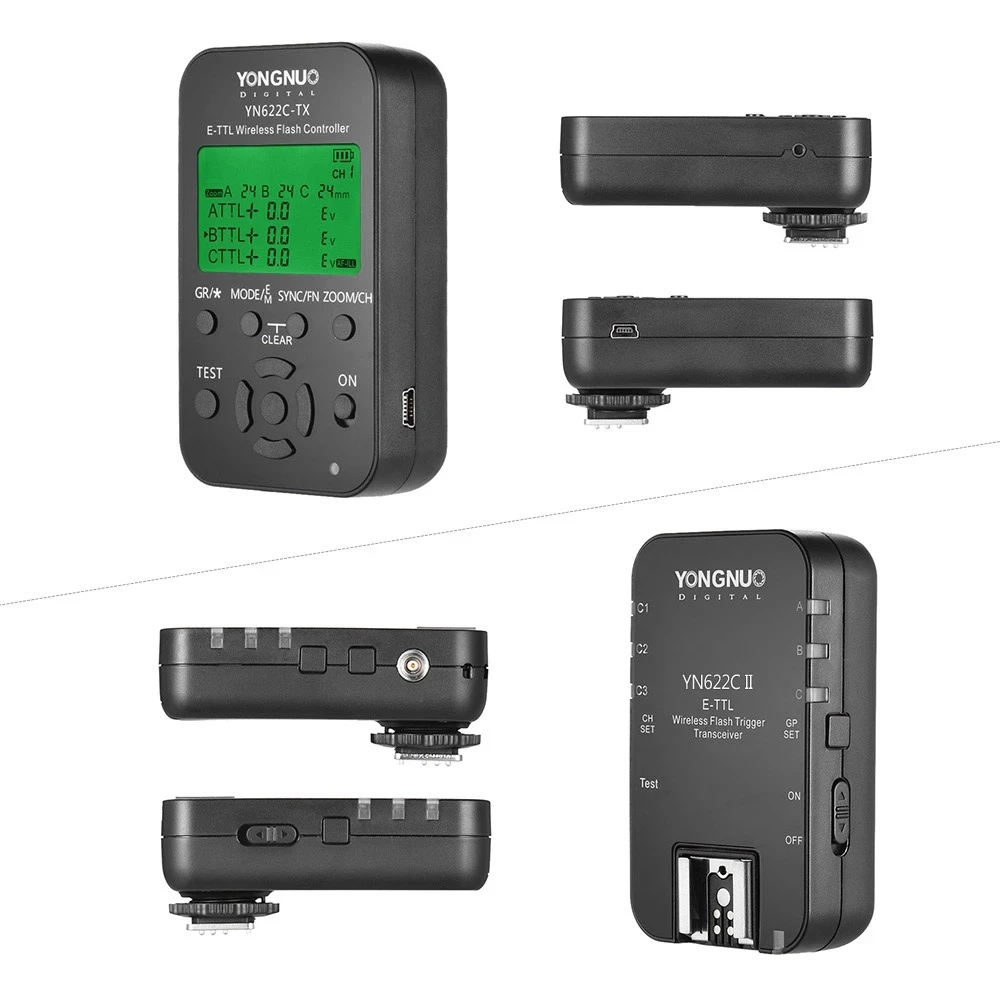 YONGNUO YN-622C-TX KIT YN622C II TTL Wireless Flash Trigger Ricetrasmettitore Ad Alta velocità di Sincronizzazione per Canon DSLR Macchina