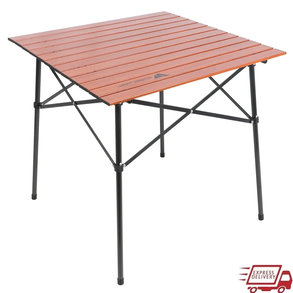 

Folding Aluminum Roll-Top Camp Table Lightweight Portable Outdoor Picnic Table Easy Setup Steel Frame Carry Bag Included