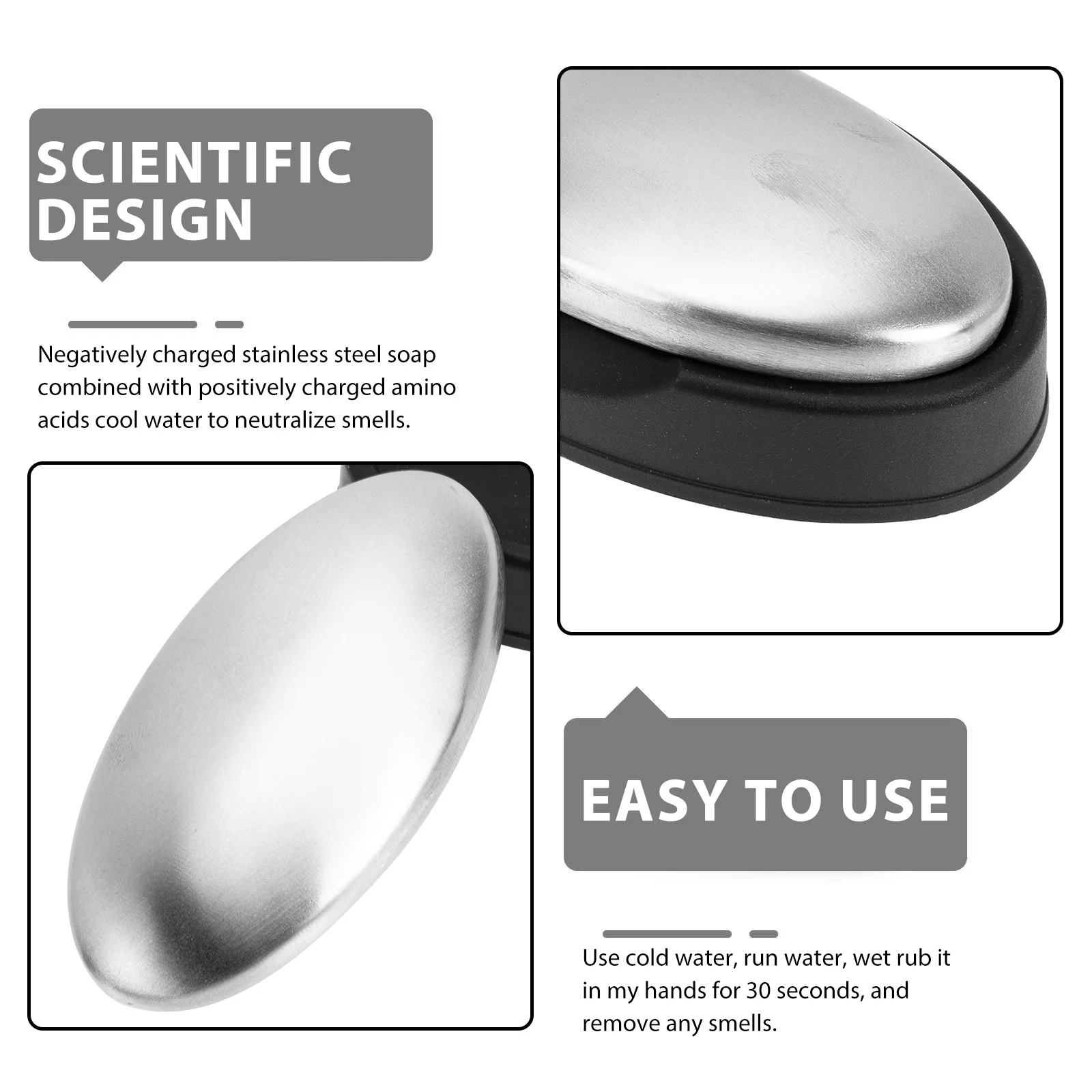 

2Pcs Stainless Steel Soap for Garlic Fish Onion Odors Easy to Use and Store Stainless Steel Soap Odor Cleaner Soaps