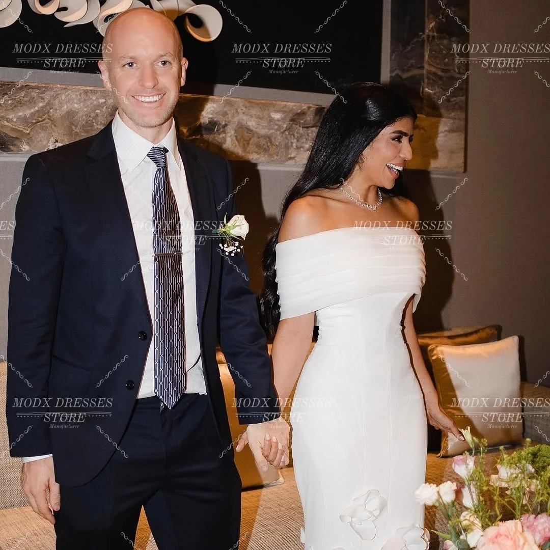 MODX Luksusowa Suknia Ślubna Syrena z Arabskim Wzorem, Ręcznie Robione Kwiaty 3D, Personalizowana Suknia Formalna dla Celebrytek, Vestidos Novias Boda dla Kobiet