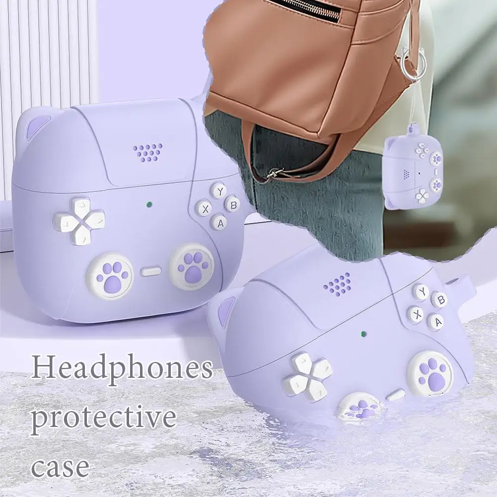 Silicone Earphones Case for AirPods 4 (2024) Protective Cover Front LED Visible Protector Cover Shockproof Protective Shell J2R9