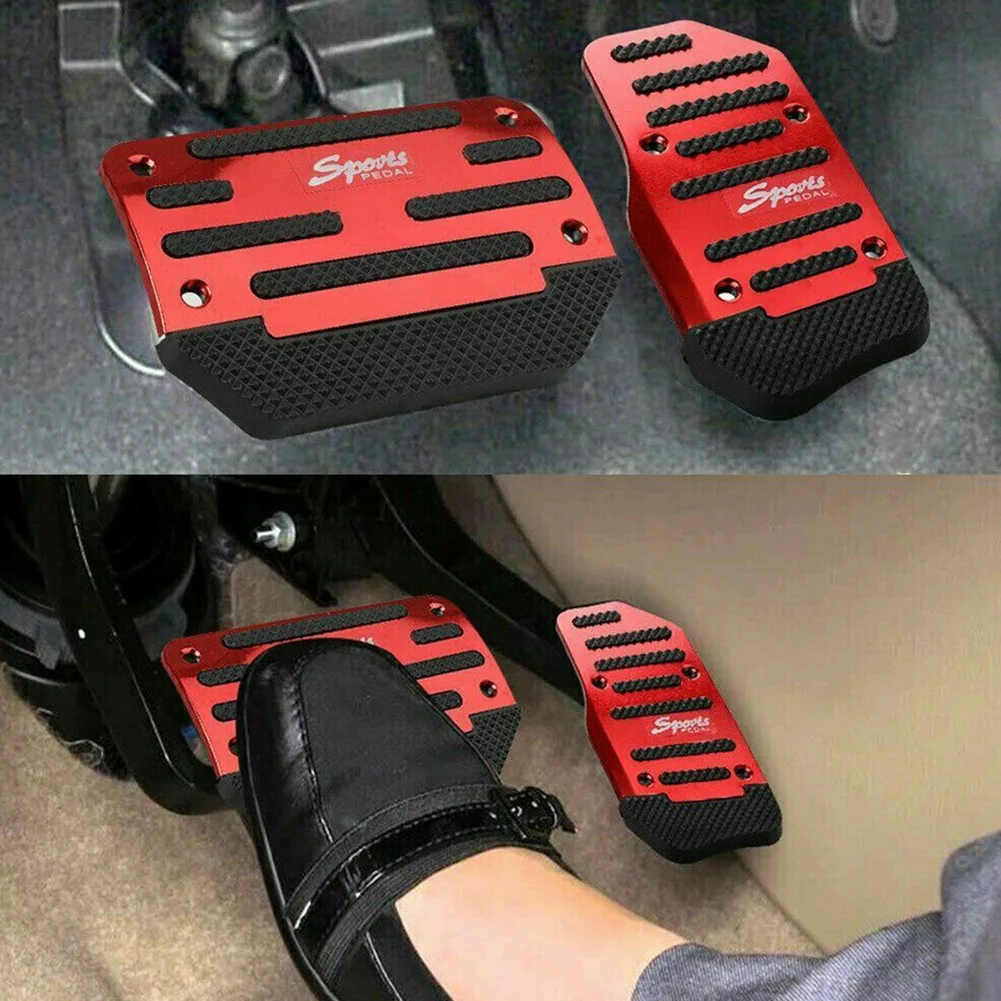Universal Red Gas Accelerator Pedal And Brake Pedal Cover Foot Pad Non-Slip For Automatic Transmission Car