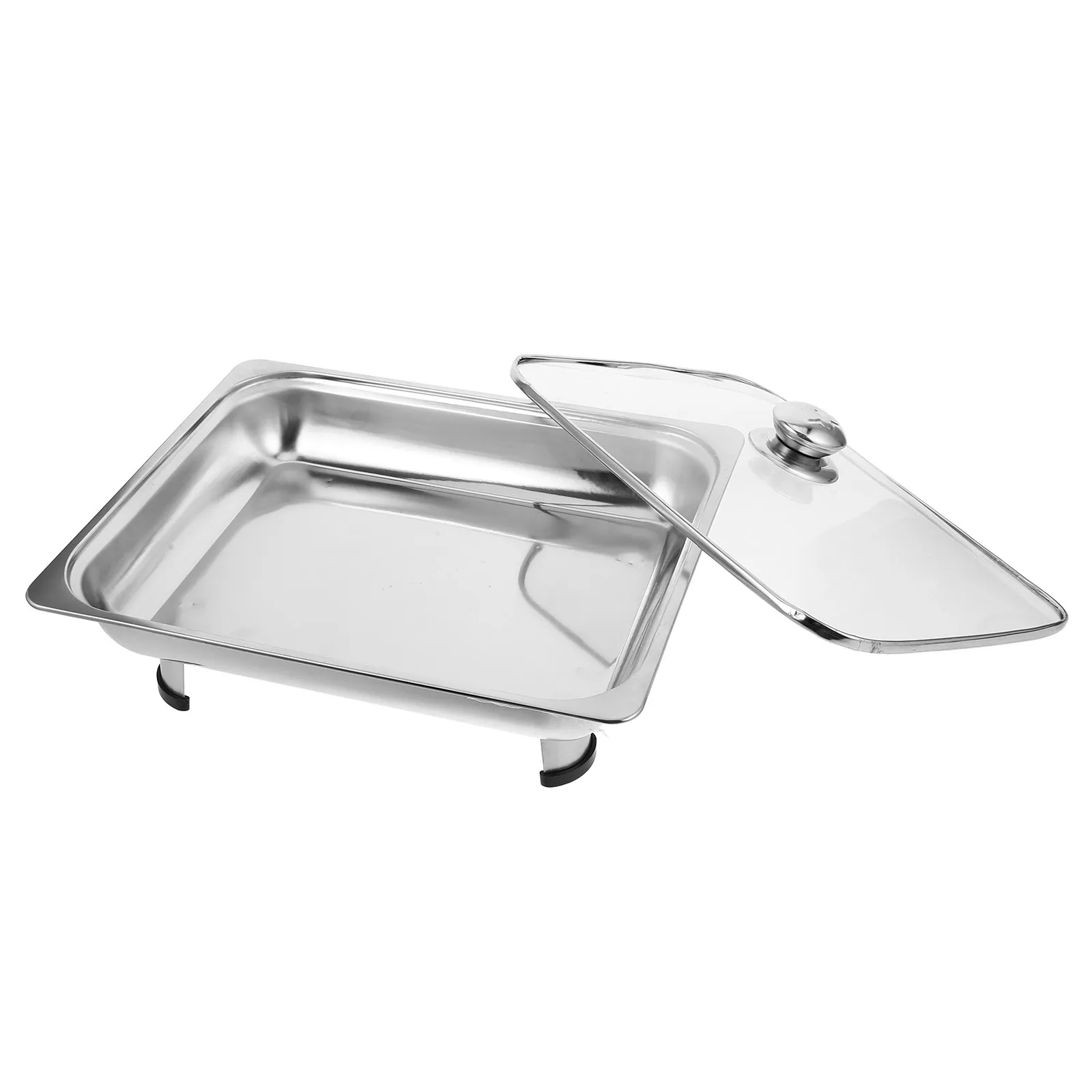 Stainless Steel Buffet Stove Chafing Dish Set Four-Leg Design Spacious Food Holding Tray for Self-Service Meals Catering Parties