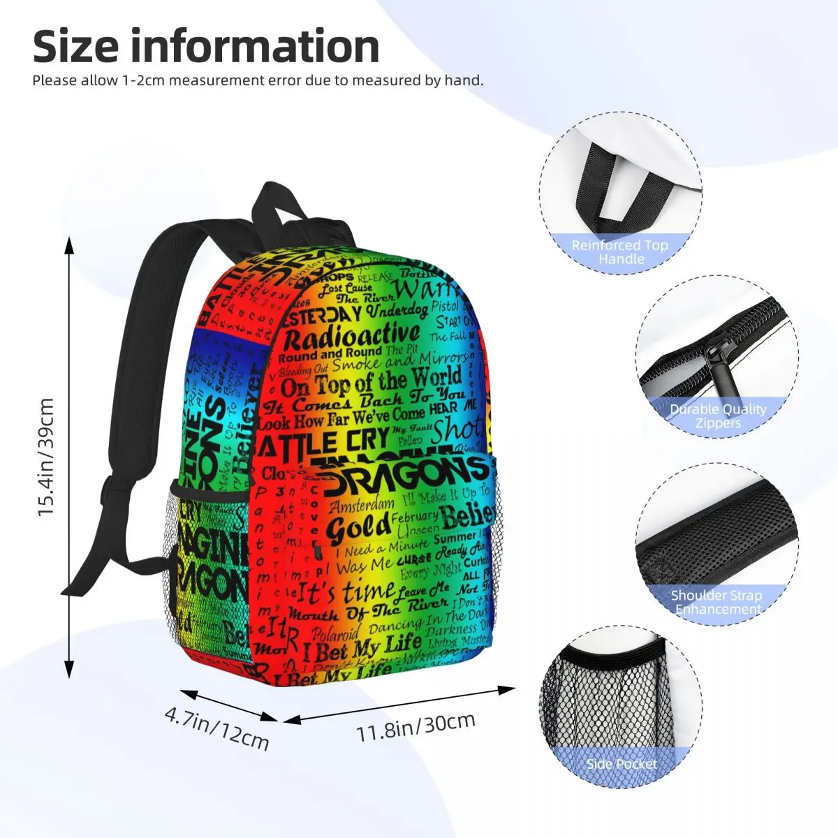 Imagine Dragons Backpack Student Boys Girls BookBag Men Women School Bag Computer Shoulder Bags