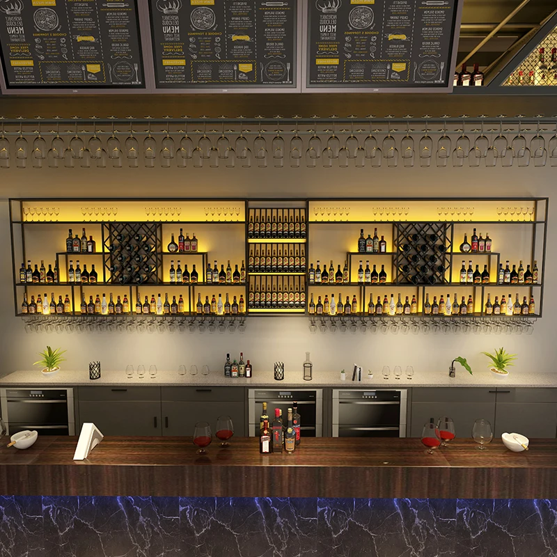 Shelves Storage Bar Cabinet Living Room Kitchen Restaurant Metal Display Wall Wine Cabinet Modern Estante Lounge Suite Furniture