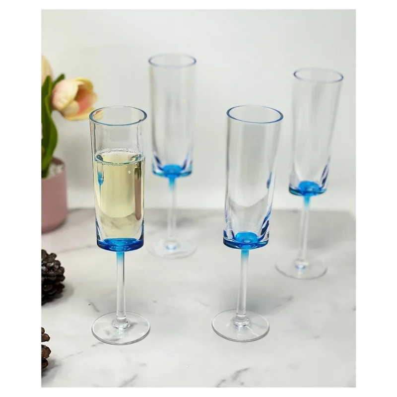 

Oval Halo Plastic Champagne Flutes Set of 4 (4oz), Unbreakable Acrylic Wedding Glasses
