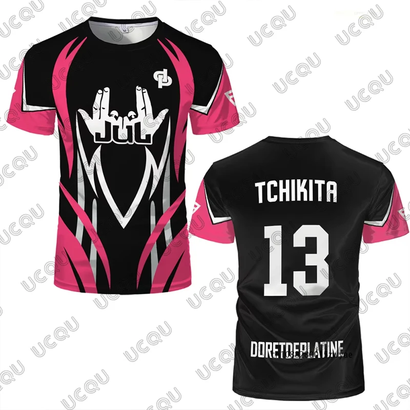 Summer New Pink JUL Football Jerseys Men's T-shirt Quick-dry Breathable Short Sleeve Casual Tees Oversized Sports Kids/Adult Top