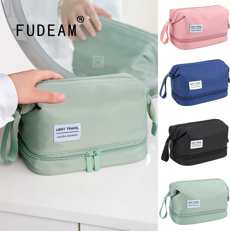 FUDEAM Men Business Portable Storage Wash Bag Toiletry Organizer Women Travel Cosmetic Bag Waterproof Multifunction MakeUp Case